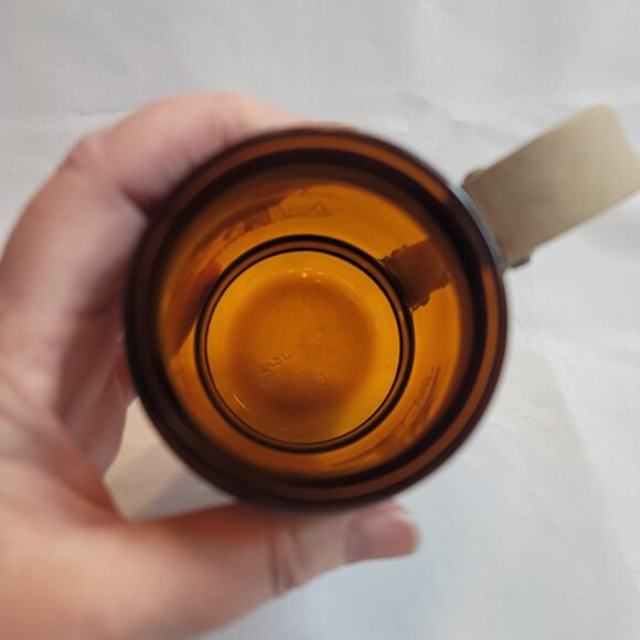 Siesta Ware Amber Brown Glass Barrel Mug Wood Handle Cape Cod - Picture 12 of 13